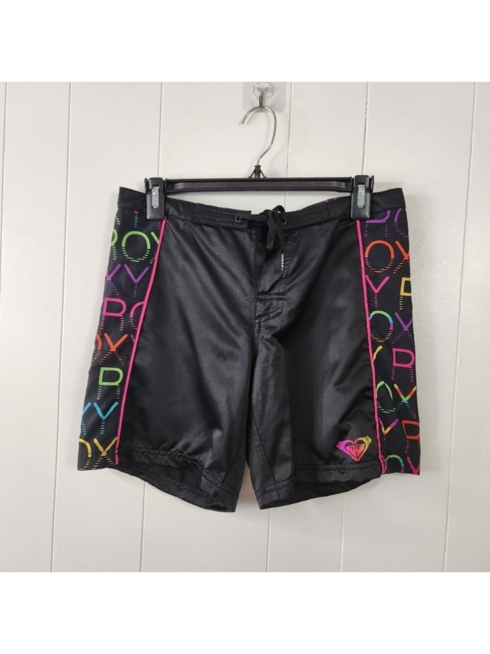 Roxy Swim Black Board Shorts Lace-Up Surf Long Bermuda Short Trunks Beach 3